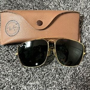 Ray-Ban Gold Frame Sunglasses with Black Lenses